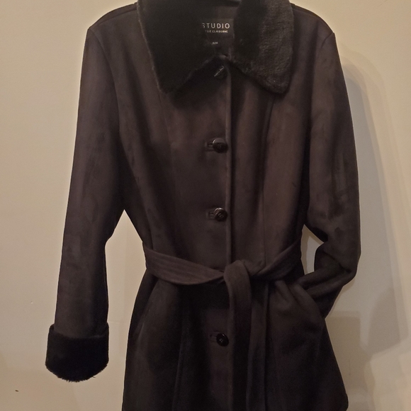 STUDIO LIz Claiborne belted coat - Picture 1 of 10